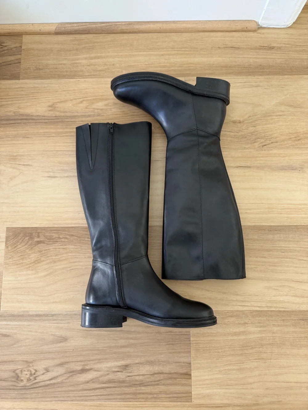 Reformation Nancy Knee High 100% Genuine Leather Black Riding Boots DUPE